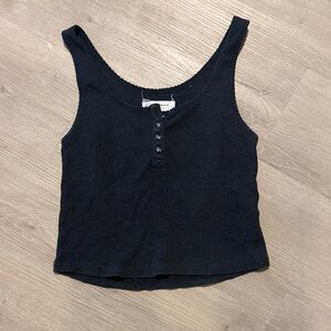 Lucky Brand Dark Gray Buttoned Tank Top